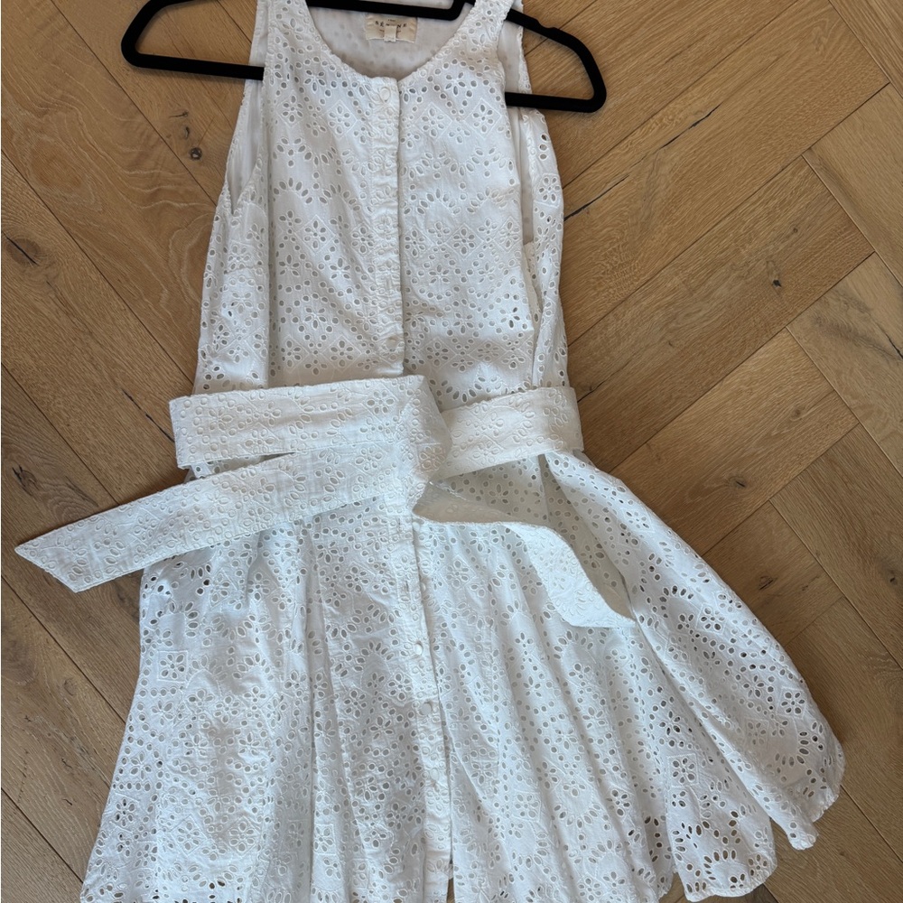 Sezane White Eyelet Lace Dress